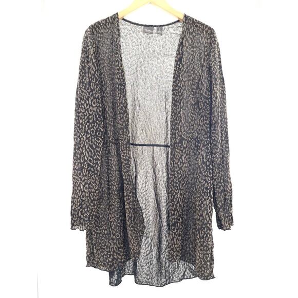 CHICO’S TRAVELERS Animal Print Cardigan Evening Wear Gold & Black Sparkle SZ XL - Picture 1 of 11